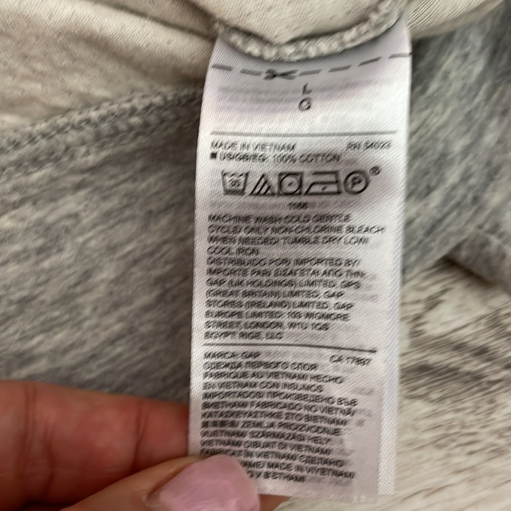 LOVE by Gap Gray 3/4” Sleeve Crop Soft Stretchy Sweatshirt Size Large - Picture 10 of 13